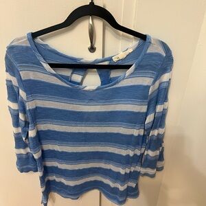 Blue and White Striped Women's Top